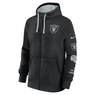 Sudadera con gorro Nike de la NFL de cierre completo para hombre Las Vegas Raiders Club