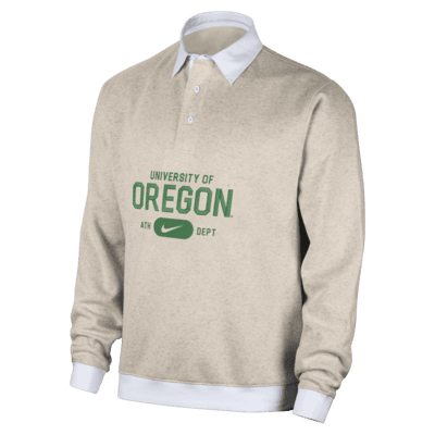 Polo de manga larga universitaria Nike para hombre Oregon Club Fleece