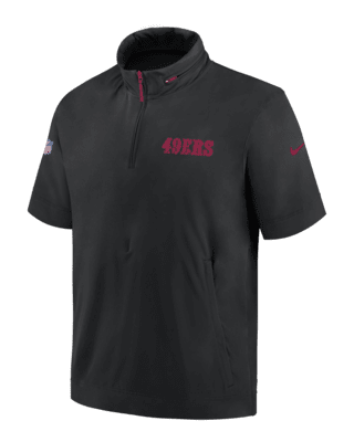 Мужская куртка San Francisco 49ers Sideline Coach Nike NFL 1/2-Zip Short-Sleeve Hooded