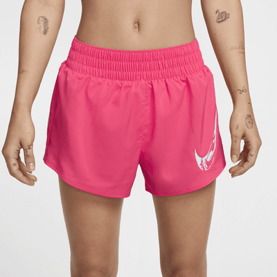 Shorts Dri-FIT con gráfico de tiro medio con forro de ropa interior para mujer Nike One