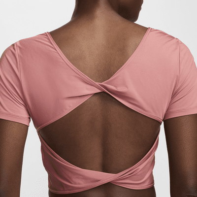 Nike One Classic Dri-FIT Twist-Crop Top mit kurzen Ärmeln für Damen