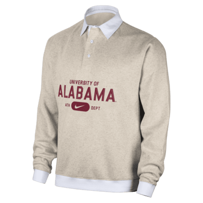 Polo de manga larga universitaria Nike para hombre Alabama Club Fleece