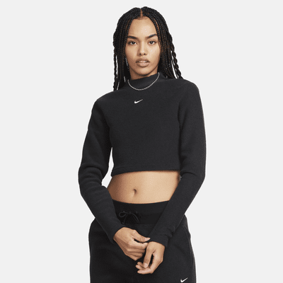 Nike Sportswear Phoenix Plush verkürztes Longsleeve Fleece-Oberteil mit Stehkragen für Damen