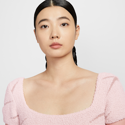 나이키 스포츠웨어 피닉스 코지 부클레 여성 반팔 크롭 니트 탑