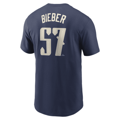 Playera Nike de la MLB para hombre Shane Bieber Cleveland Guardians City Connect Fuse