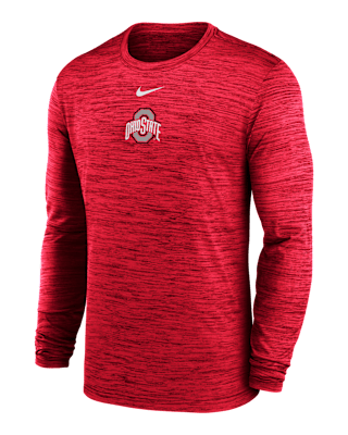 Мужская футболка Ohio State Sideline Velocity Nike Dri-FIT College Long-Sleeve