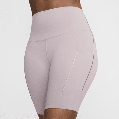 Nike Universa Bikeshorts met hoge taille, zakken en medium ondersteuning voor dames (20 cm)