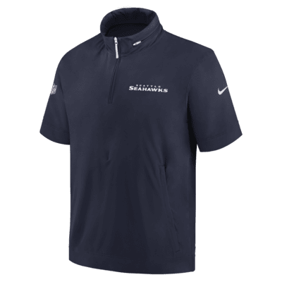 Seattle Seahawks Sideline Coach Men's Nike NFL 1/2-Zip Short-Sleeve Hooded Jacket