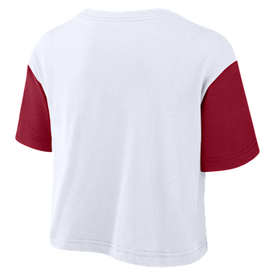 Playera universitaria Nike Dri-FIT cropped para mujer Alabama Script