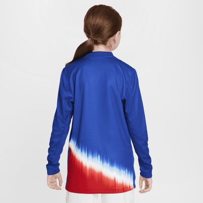 Jersey de fútbol de manga larga Nike Dri-FIT replica de USMNT 2024 Stadium visitante para niños talla grande