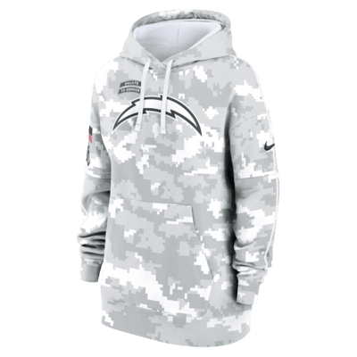 Sudadera con gorro sin cierre Nike de la NFL para mujer Los Angeles Chargers Salute to Service Primary Edge Club