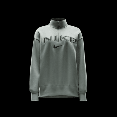 Damska bluza oversize z logo i zamkiem 1/4 Nike Sportswear Phoenix Fleece