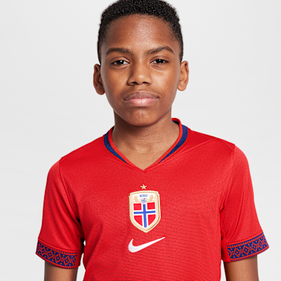 Norway 2025 Stadium Home (kvindehold) Nike Dri-FIT Replica-fodboldspillertrøje til større børn
