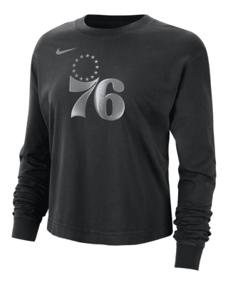 Женская футболка Philadelphia 76ers Courtside Nike NBA Shine Boxy Long-Sleeve