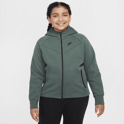 Nike Sportswear Tech Fleece Big Kids' (Girls') Full-Zip Hoodie (Extended Size)