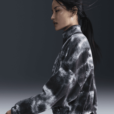 Nike One Therma-FIT oversized fleecetop met print en halflange rits voor dames