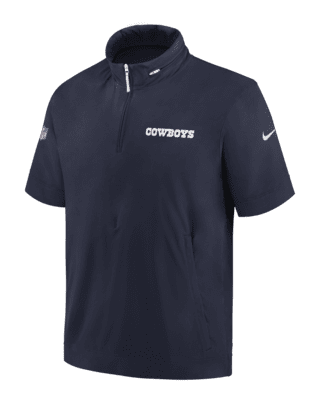 Мужская куртка Dallas Cowboys Sideline Coach Nike NFL 1/2-Zip Short-Sleeve Hooded