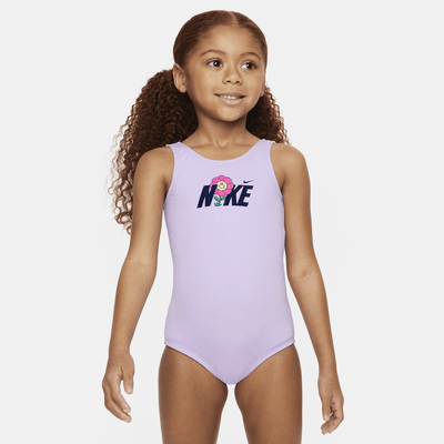 Traje de baño de una pieza con diseño de espalda en U para niñas talla pequeña Nike Swim