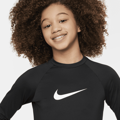 Playera Hydroguard de manga corta para niña talla grande Nike Swim