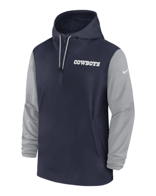 Мужская куртка Dallas Cowboys Sideline Pre-Game Player Nike NFL 1/2-Zip Hooded