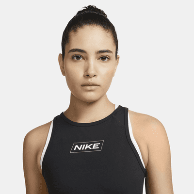 Nike Pro Dri-FIT Kurz-Tanktop mit Grafik für Damen