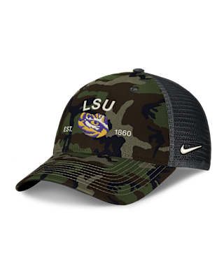 Мужские  LSU 2025 Military Appreciation Rise Nike College Trucker Adjustable Hat