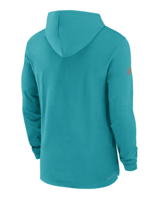 Men's Nike Aqua Miami Dolphins 2023 Sideline Lightweight Performance Hooded Top Size: Medium