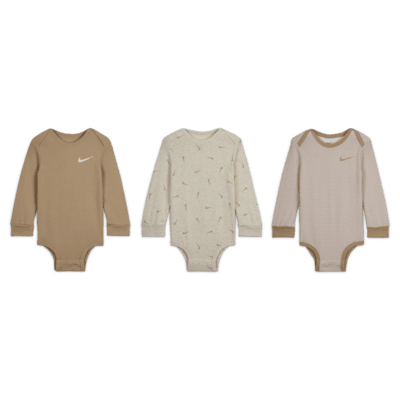 Nike Baby Essentials Baby (12-24M) Long Sleeve Bodysuits (3 Pack)