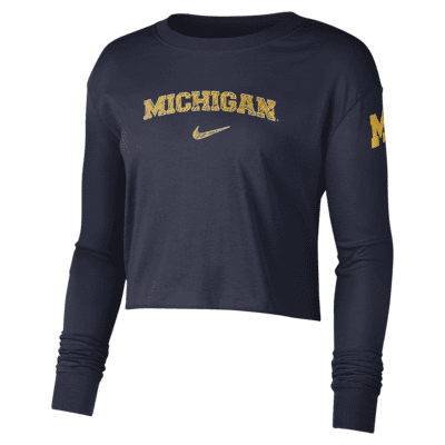 Nike College (Michigan) Women's Cropped Long-Sleeve T-Shirt