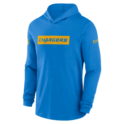 Playera de manga larga con gorro Nike Dri-FIT de la NFL para hombre Los Angeles Chargers Sideline