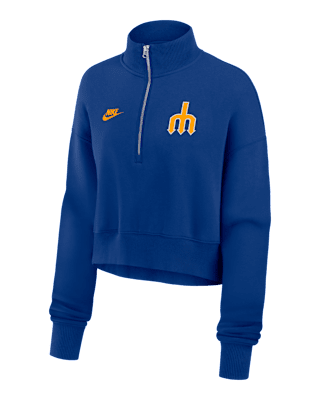 Женские  Seattle Mariners Cooperstown Phoenix Nike MLB Cropped 1/2-Zip Crew