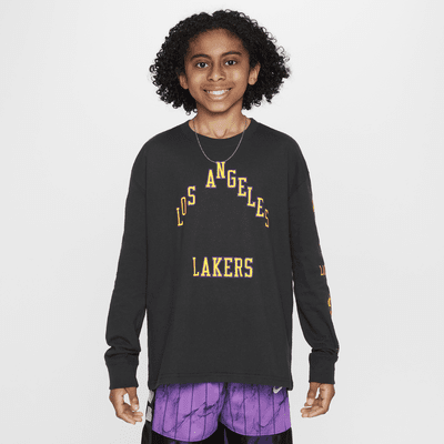 Los Angeles Lakers 2023/24 City Edition Older Kids' (Boys') Nike NBA Max90 Long-Sleeve T-Shirt