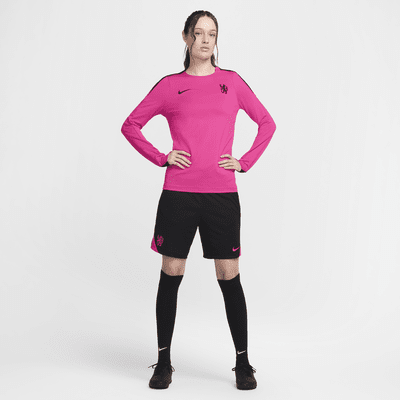 Camisola de futebol de gola redonda em malha Nike Dri-FIT do terceiro equipamento Strike Chelsea FC para mulher