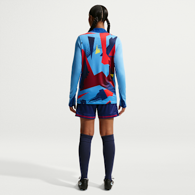 Haut d'entraînement de foot d'avant-match Nike Dri-FIT FC Barcelona Strike 4e tenue pour femme