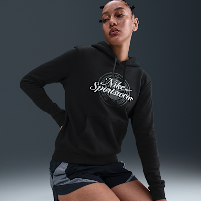Sudadera con gorro sin cierre con estampado para mujer Nike Sportswear Club Fleece