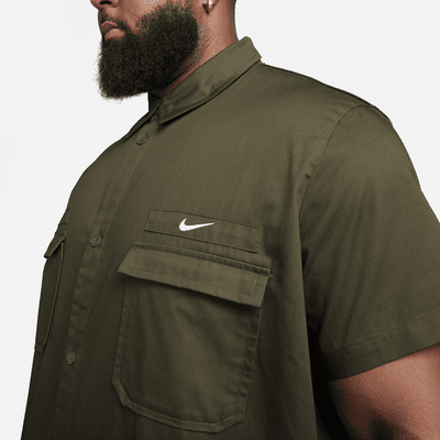 Nike Life Men's Woven Military Short-Sleeve Button-Down Shirt