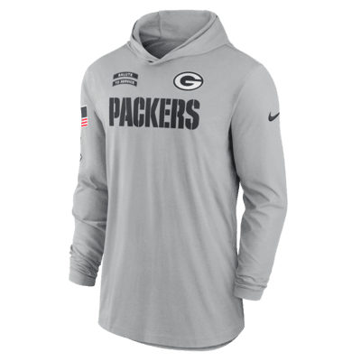 Green Bay Packers Salute to Service Edge Mascot Lockup Men’s Nike Dri-FIT NFL Long-Sleeve Hooded Top