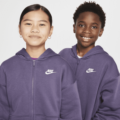 Felpa oversize con cappuccio e zip a tutta lunghezza Nike Sportswear Club Fleece – Ragazzo/a