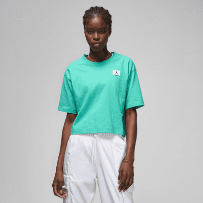 Jordan Essentail boxy cropped t-shirt in teal-Blue