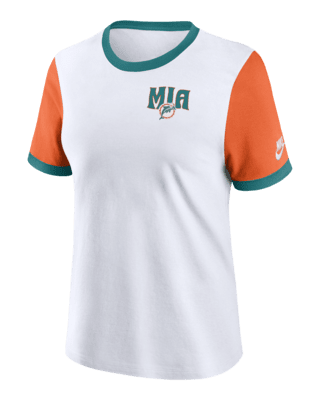 Женская футболка Miami Dolphins Rewind Nike NFL Ringer