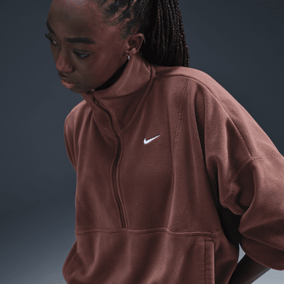 Nike One Therma-FIT Oversize-Oberteil aus Fleece mit Halbreißverschluss (Damen)