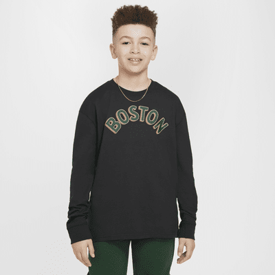 Boston Celtics 2023/24 City Edition Older Kids' (Boys') Nike NBA Max90 Long-Sleeve T-Shirt