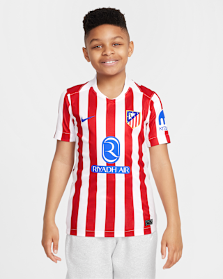 Детские джерси Atlético Madrid 2025/26 Stadium Home Big Kids' Nike Dri-FIT Soccer Replica Jersey