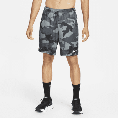 nike training dry camo shorts in grey