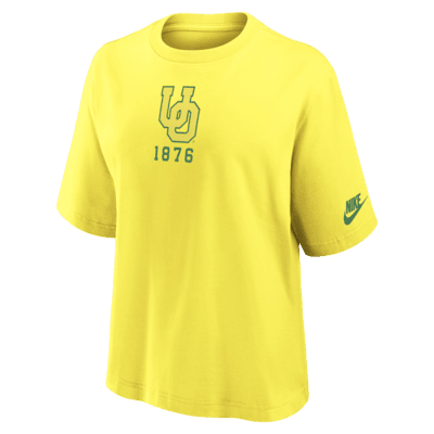 Playera universitaria Nike para mujer Oregon Ducks Legacy Established Boxy