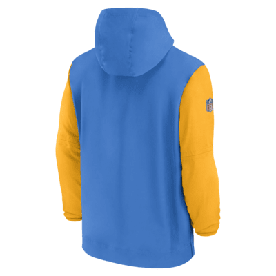 Los Angeles Chargers Sideline Pre-Game Player Men's Nike NFL 1/2-Zip Hooded Jacket