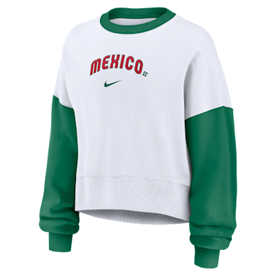 Sudadera de cuello redondo sin cierre Nike para mujer Mexico National Baseball Team 2026 World Baseball Classic