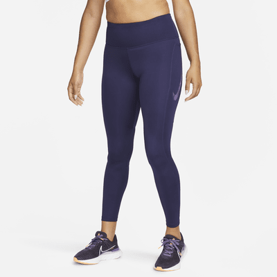 Leggings con gráfico de 7/8 de tiro medio con bolsillos para mujer Nike Fast