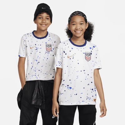 Jersey de fútbol Nike Dri-FIT de la selección nacional de fútbol femenino de Estados Unidos (4 estrellas) local 2023 Stadium para niños talla grande