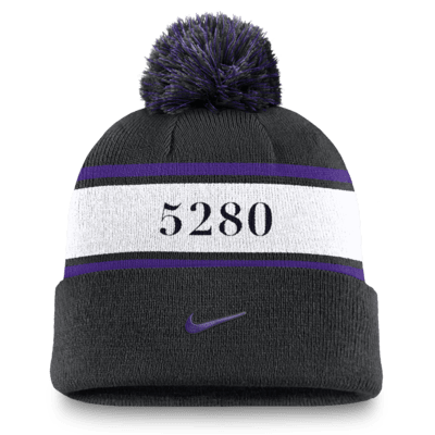 Colorado Rockies Team Stripe Peak Men's Nike MLB Cuffed Pom Beanie